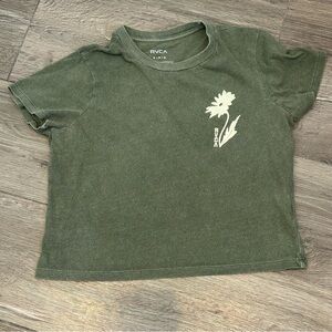 RVCA Women’s Olive Green Floral Graphic Crop Tee